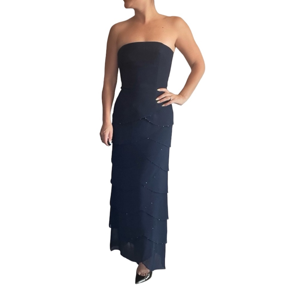 Jovani Strapless Evening Gown Navy Blue